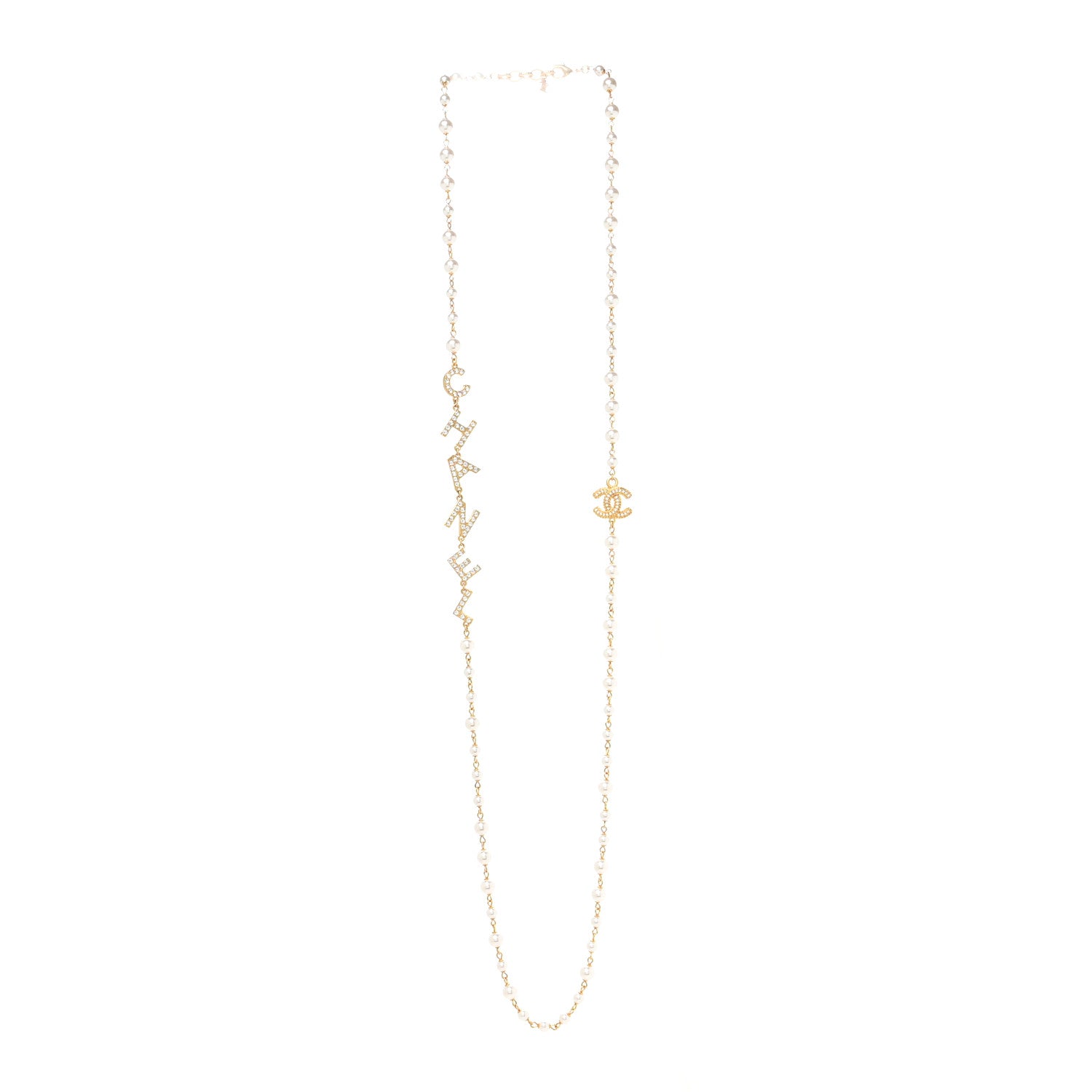 Chanel Pearl Crystal 90's Icon CC Necklace Gold 2 of 3