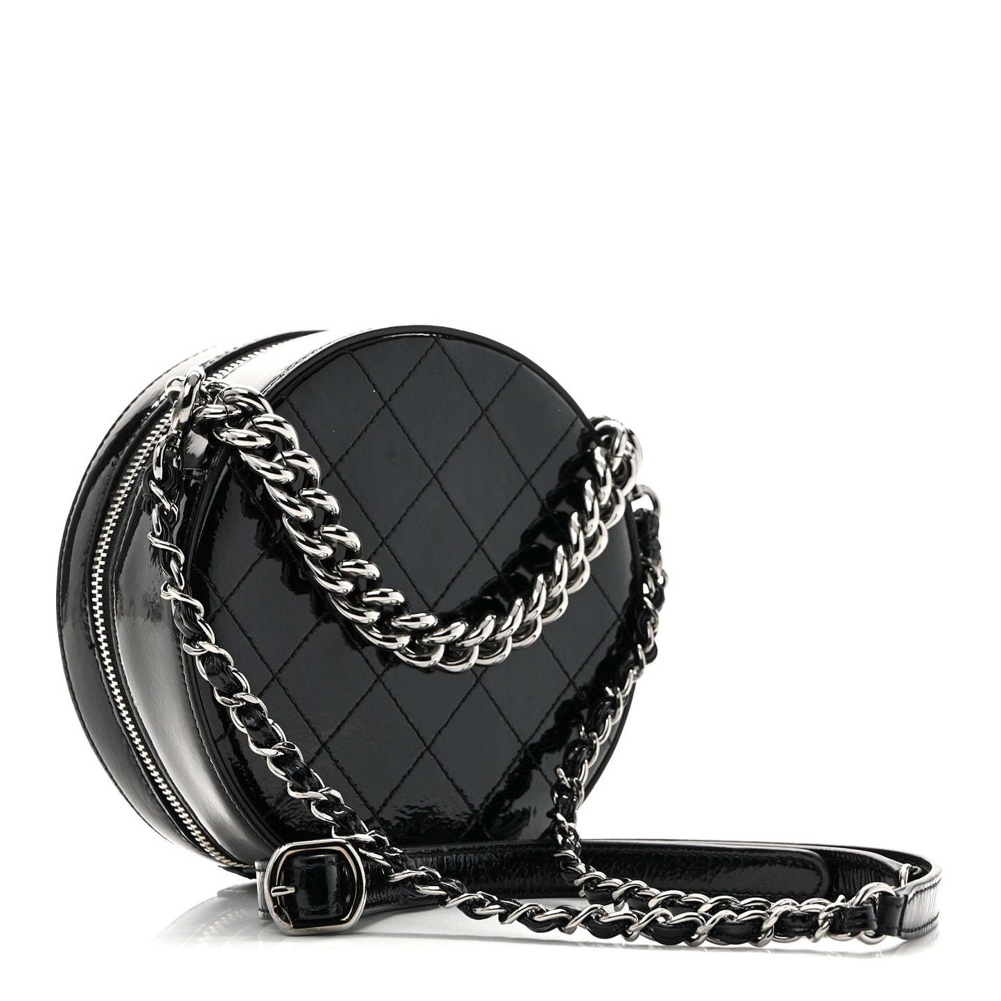 Patent Round As Earth Evening Bag Black