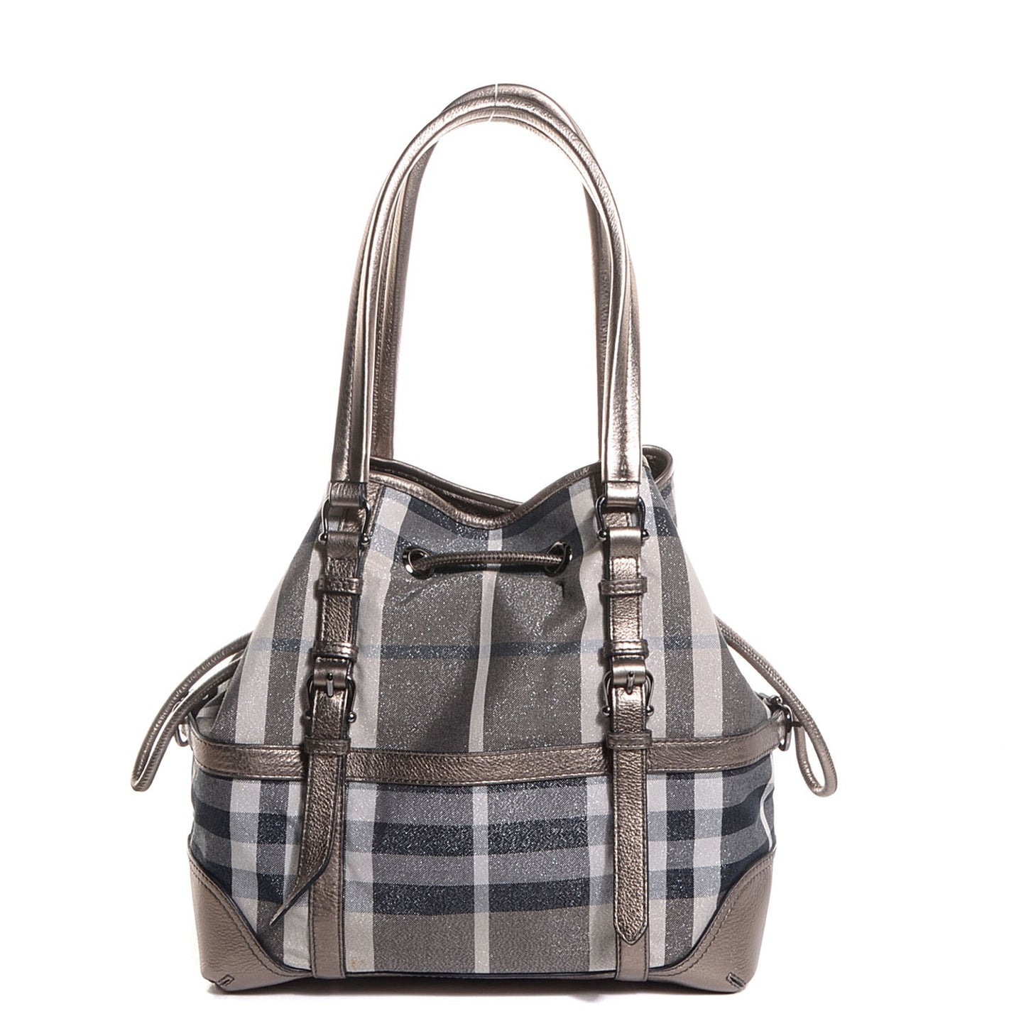 Leather Shimmer Check Tote