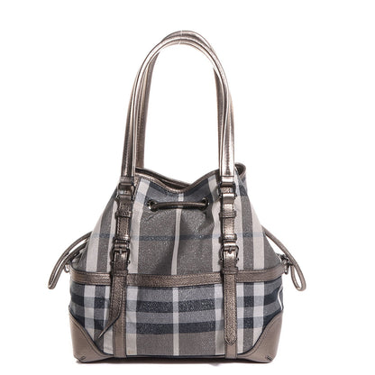 Burberry Leather Shimmer Check Tote 1 of 8