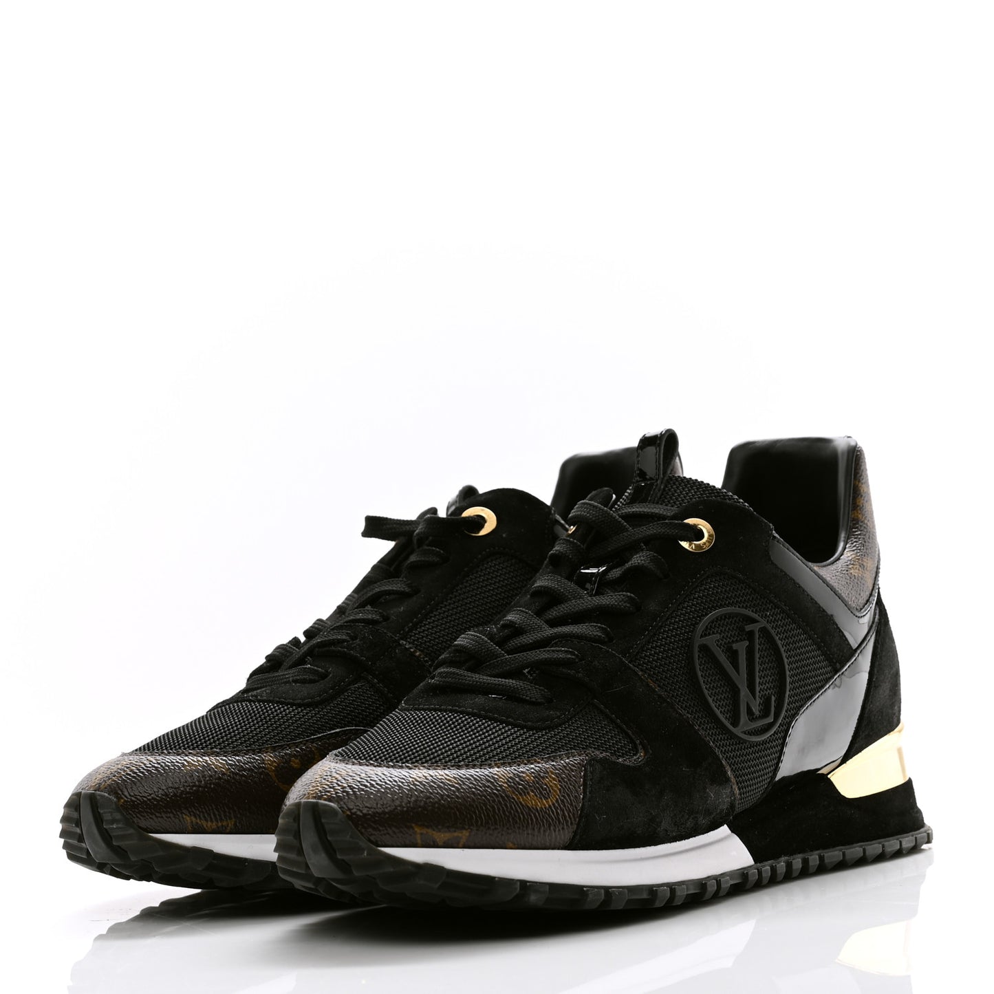 Suede Monogram Run Away Sneakers 41 Black