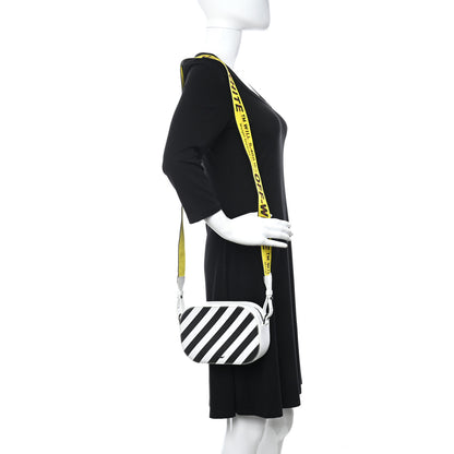 Off-White Saffiano Striped Diag Camera Bag Black White 2 of 10