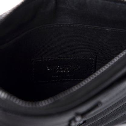 Saint Laurent Grain De Poudre Chevron Monogram Bill Pouch Black 8 of 9