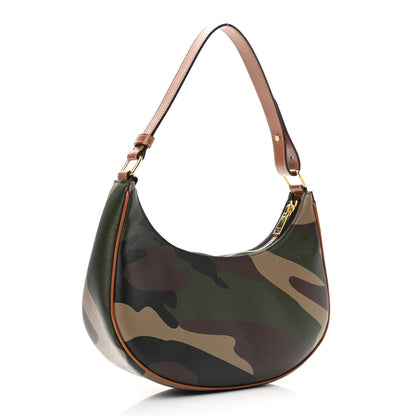 Celine Canvas Calfskin Camouflage Ava Logo Triomphe Shoulder Bag Khaki 3 of 9