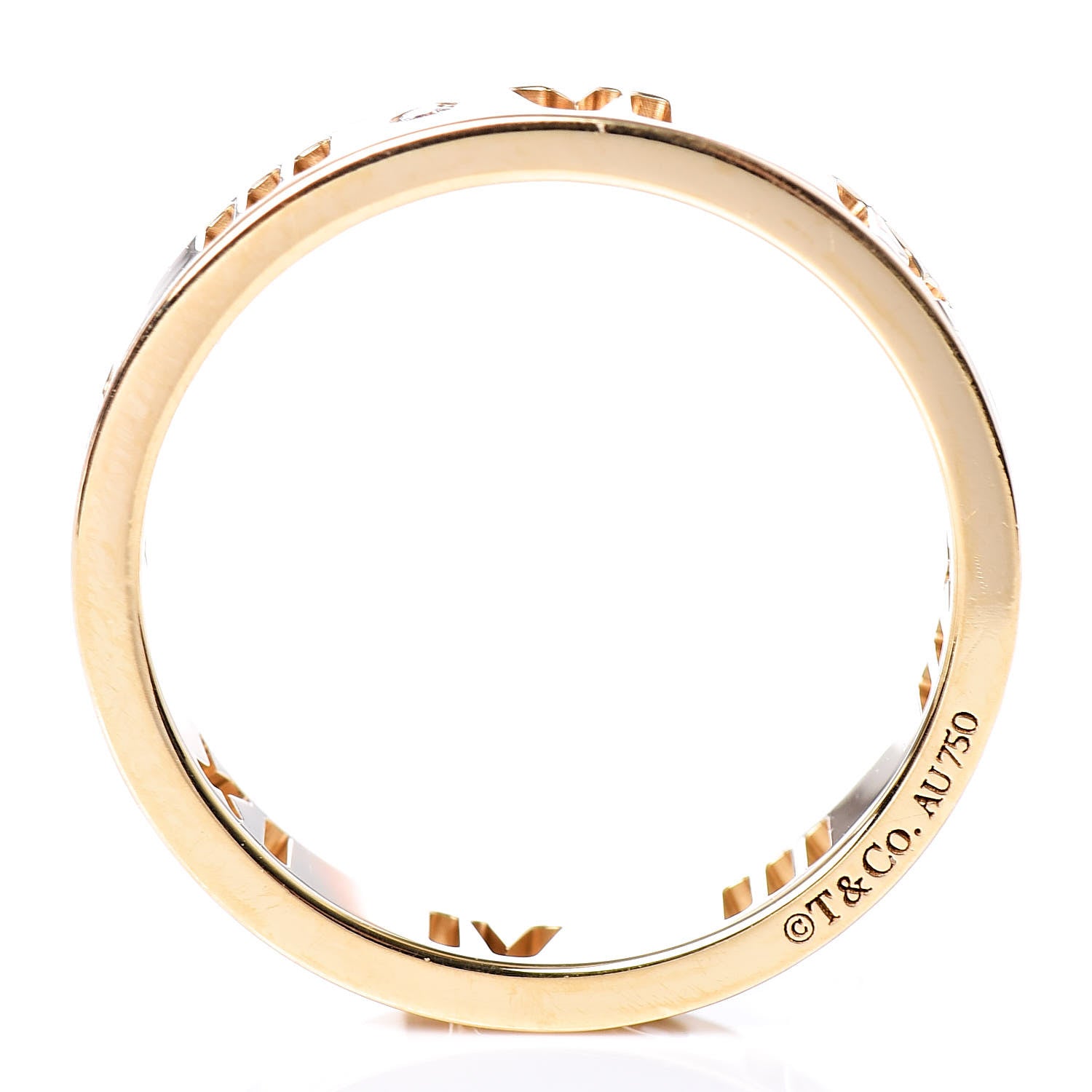 Tiffany 18K Yellow Gold Diamond Atlas Pierced Ring 46 3.75 4 of 4