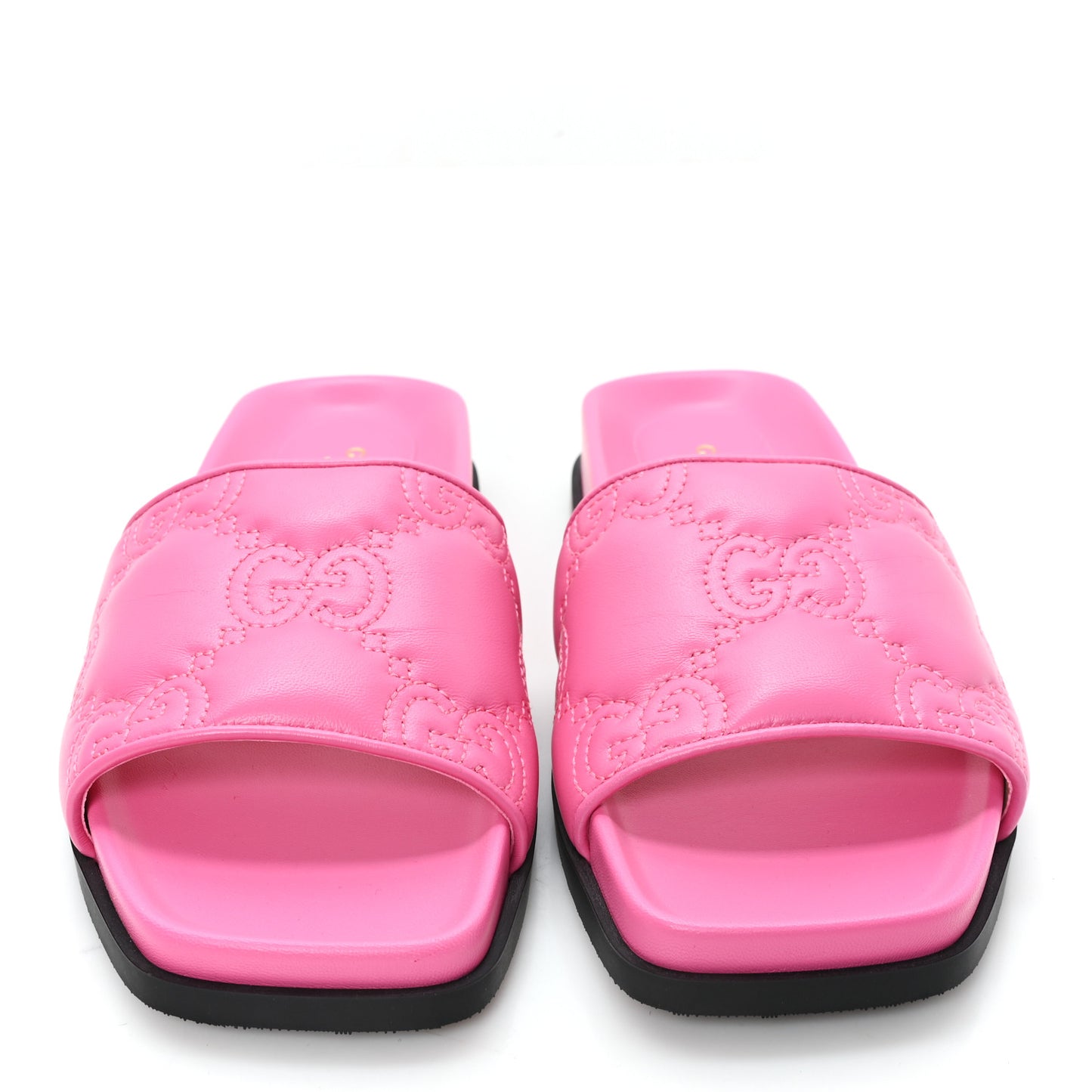 Nappa GG Matelasse Flat Slide Sandals 37 Bon Bon