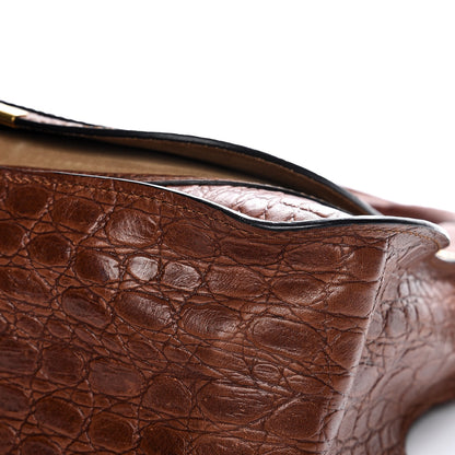 Chloe Calfskin Crocodile Embossed Medium Marcie Satchel Mahogany 12 of 13