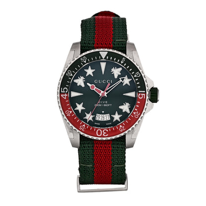 Gucci Stainless Steel Nylon 40mm Dive Quartz Watch Green 1 of 5