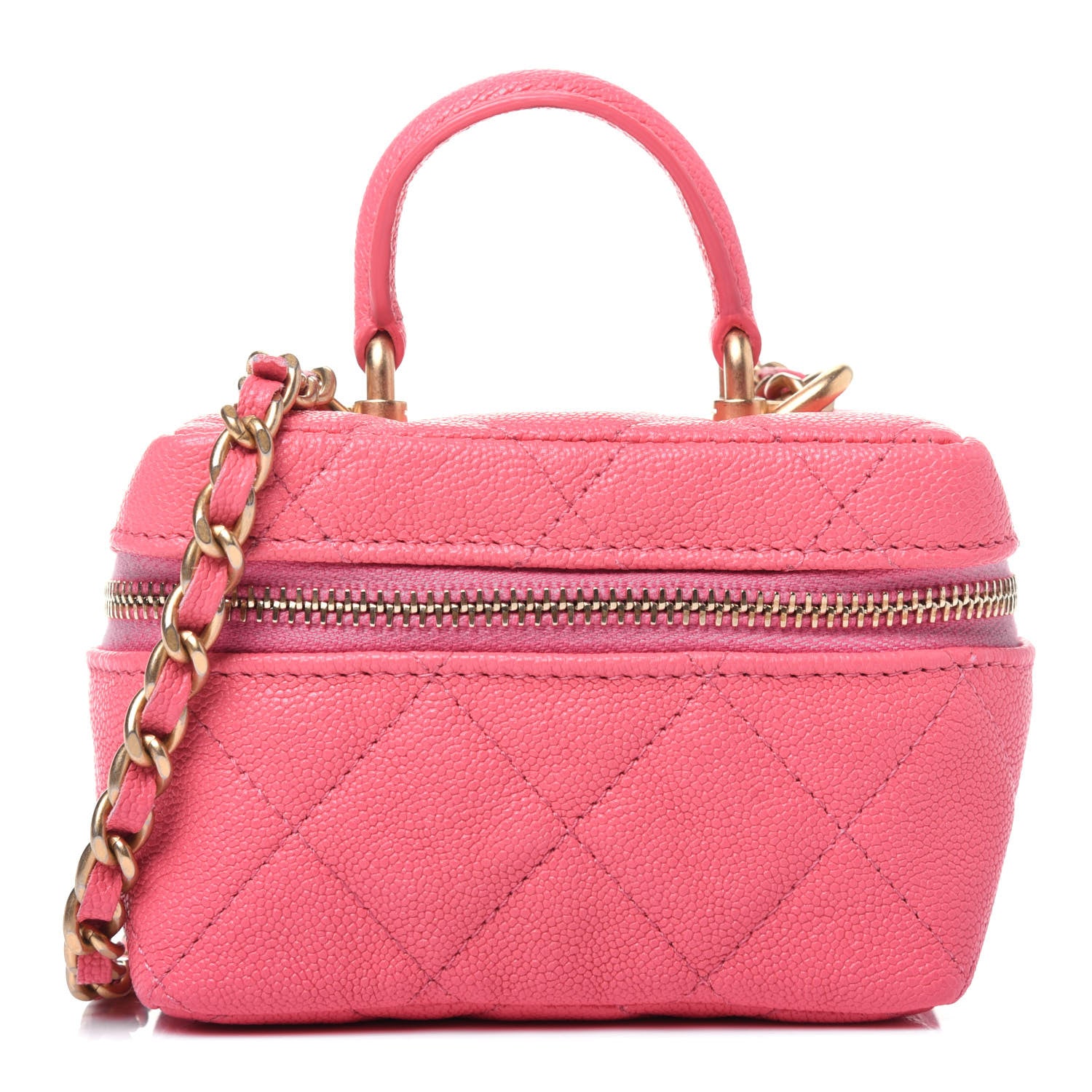 Chanel Caviar Quilted Mini Top Handle Vanity With Chain Pink 1 of 10