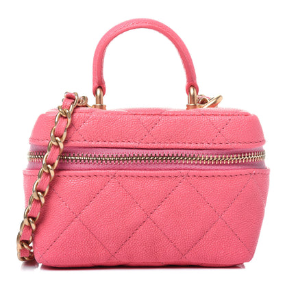 Chanel Caviar Quilted Mini Top Handle Vanity With Chain Pink 1 of 10