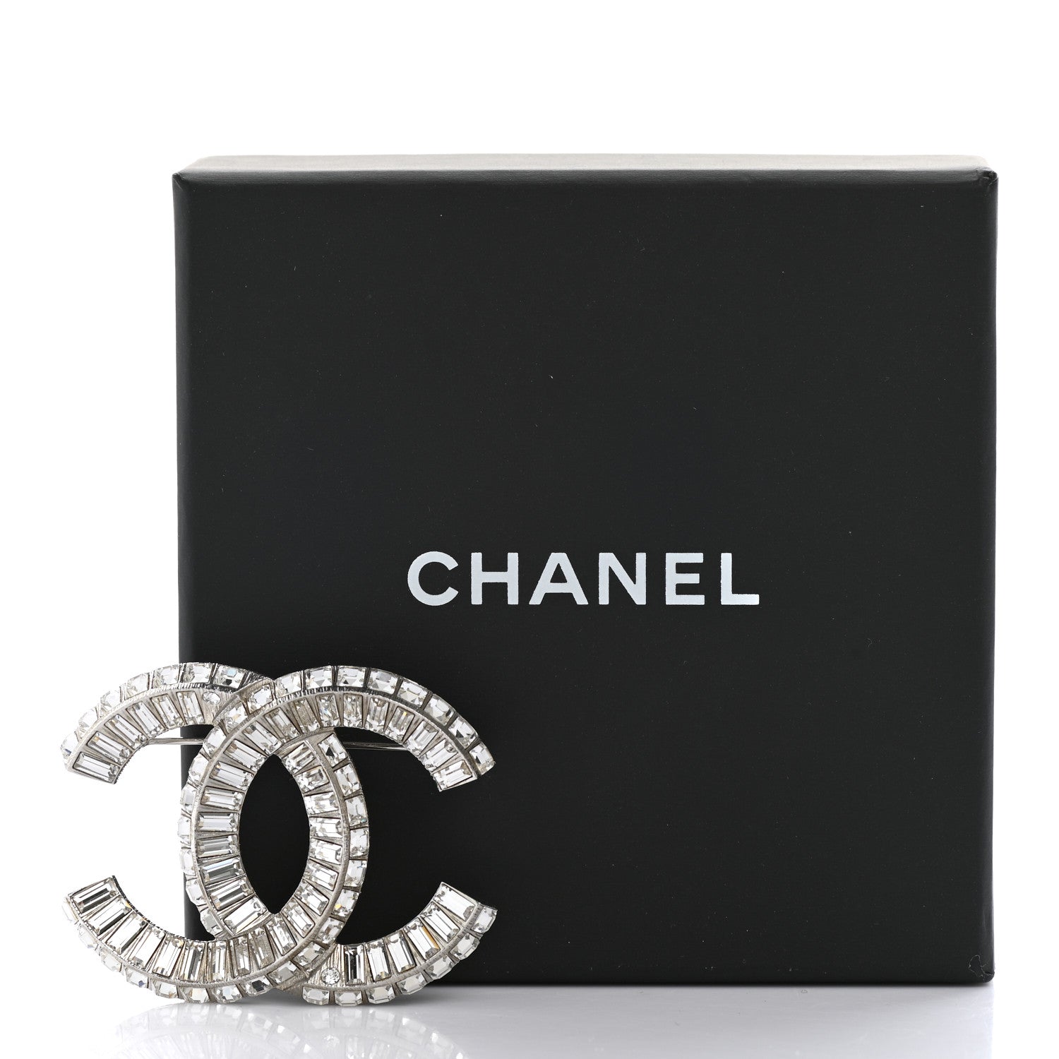 Chanel Baguette Crystal CC Brooch Silver 5 of 5
