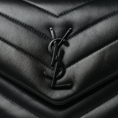 Saint Laurent Calfskin Y Quilted Monogram Monochrome Small Loulou Chain Satchel Black 8 of 10