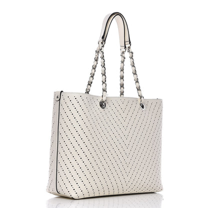 Chanel Perforated Grained Calfskin Large Shopping Tote White 4 of 8