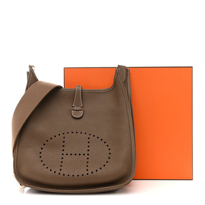 Hermes Taurillon Clemence Evelyne III PM Etoupe 14 of 14