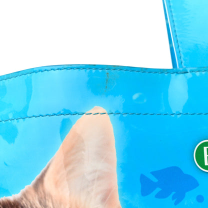 Balenciaga Patent Calfskin Medium I Love Pets Cat Lover Shopper Tote Blue 12 of 19