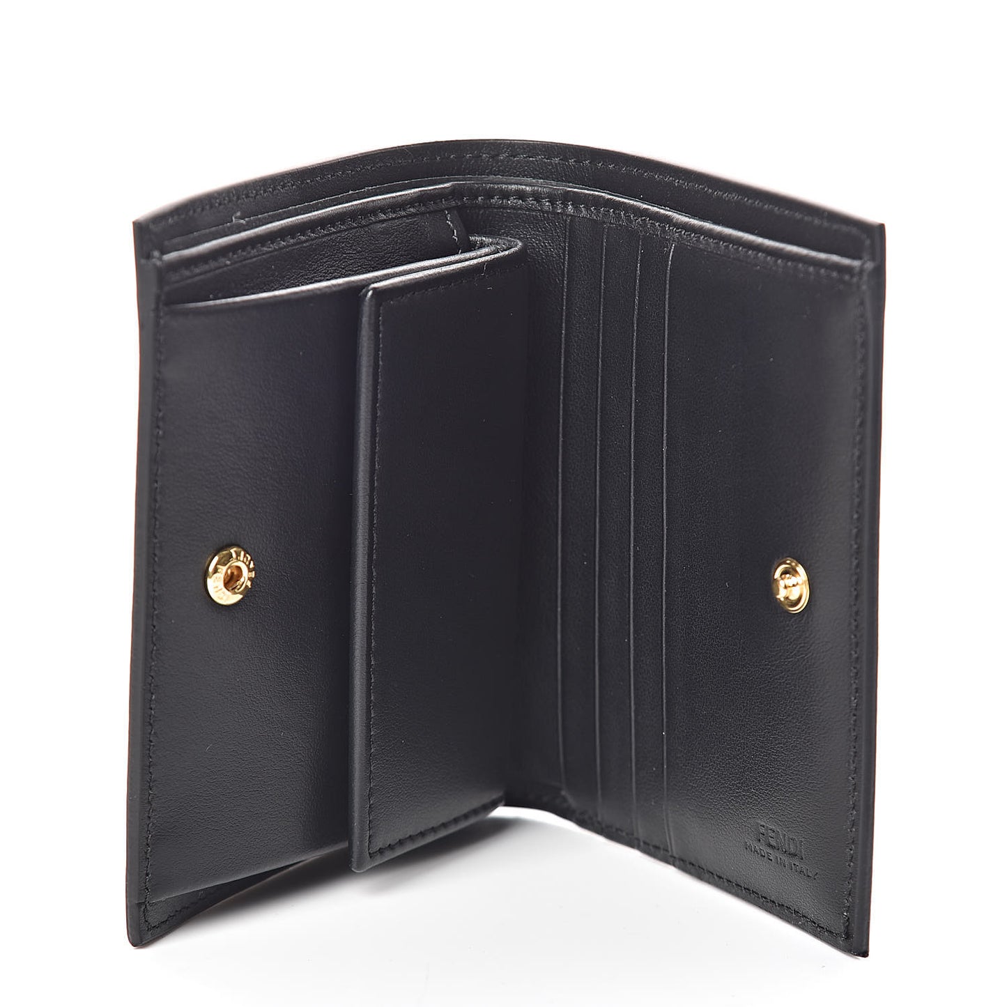 Vitello Liberty Lucido F is Fendi Compact Bi-Fold Wallet Black