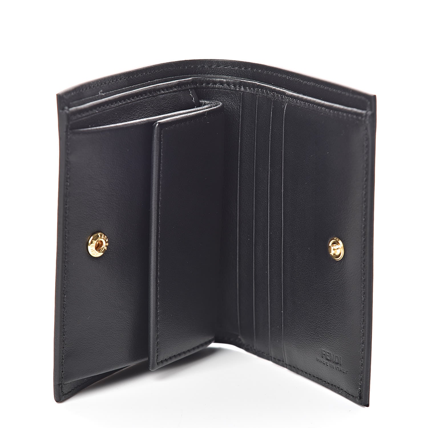 Fendi Vitello Liberty Lucido F is Fendi Compact Bi-Fold Wallet Black 5 of 7