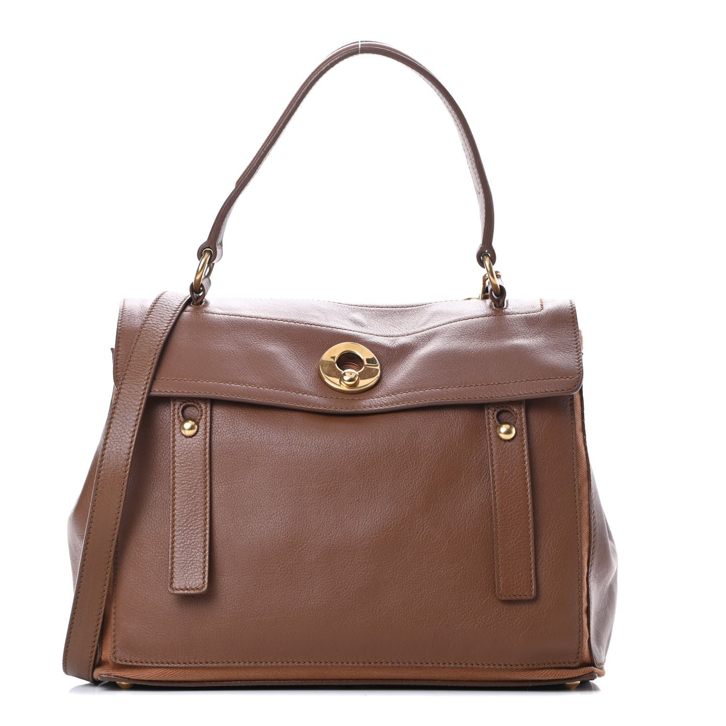 Calfskin Canvas Medium Muse Two Brown