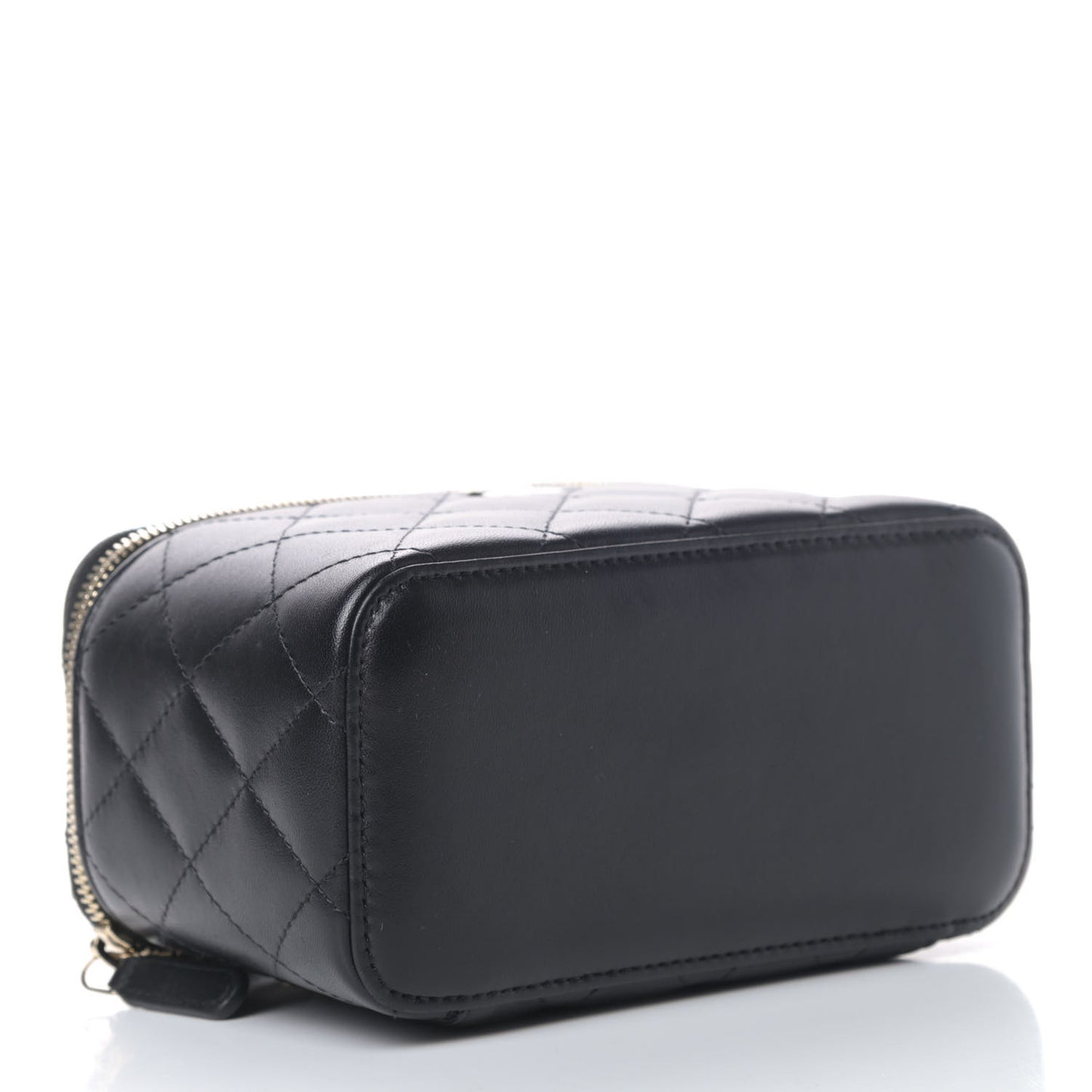 Lambskin Quilted Small Vanity Case With Chain Black