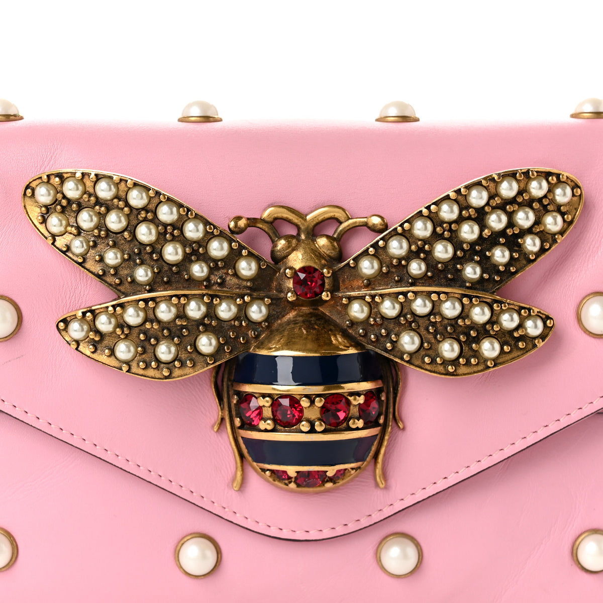 Gucci Nappa Pearl Studded Mini Queen Margaret Broadway Shoulder Bag Sugar Pink 8 of 11