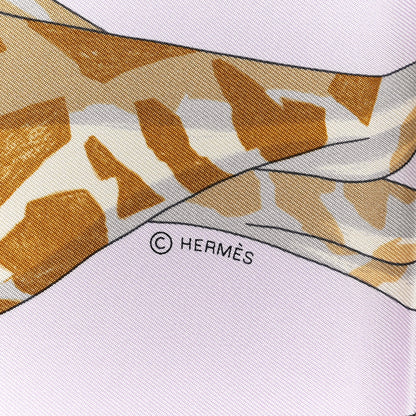 Hermes Silk Story Scarf 90 Rose Nacre Bleu Beige 3 of 4