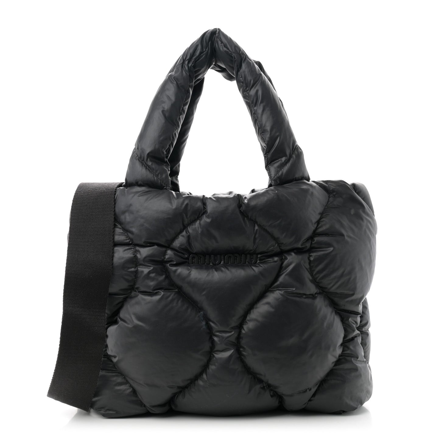 Padded Nylon Quilted Tote Black