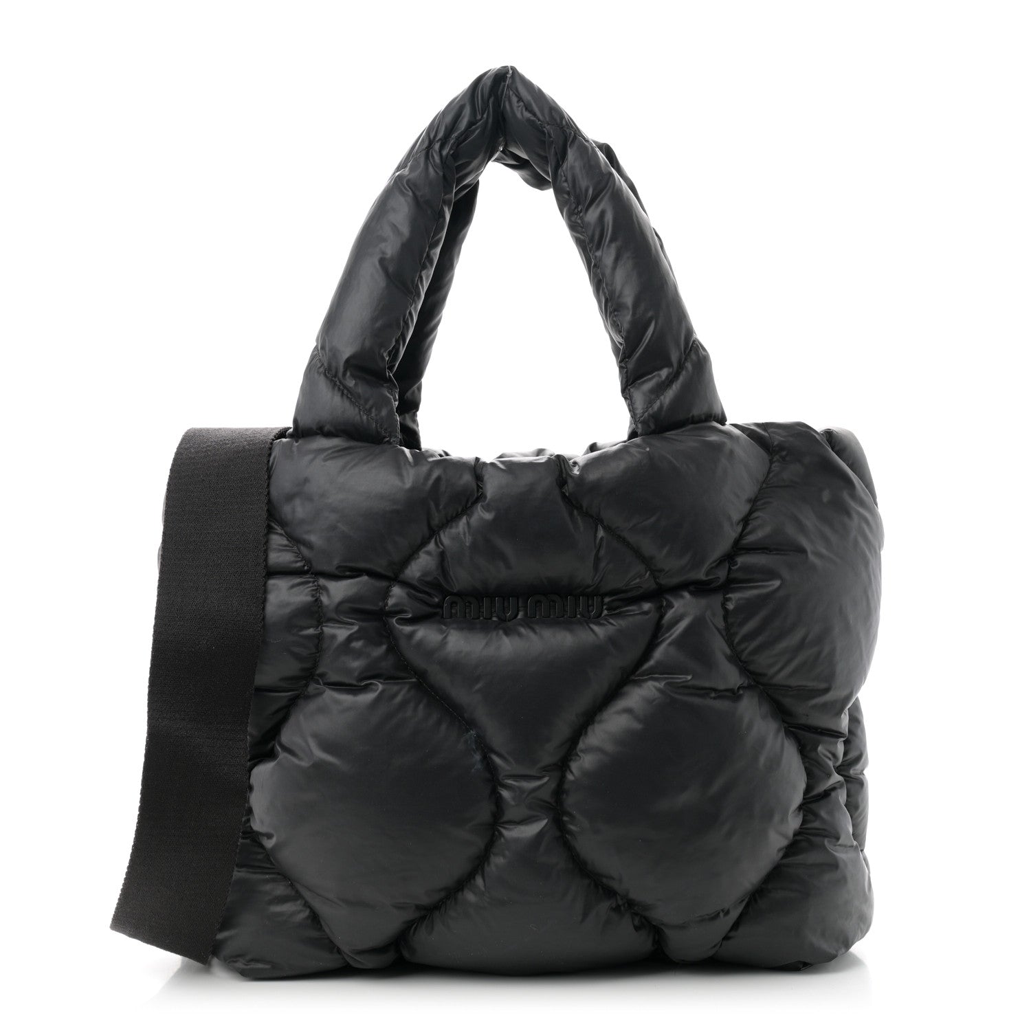 Miu Miu Padded Nylon Quilted Tote Black 1 of 12