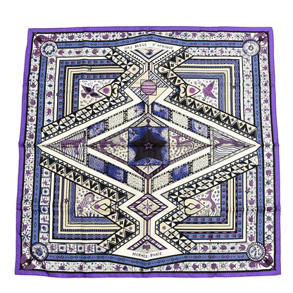 Hermes Silk Ors Blues d'Afrique Scarf 90 Violet Blanc Parme 1 of 4