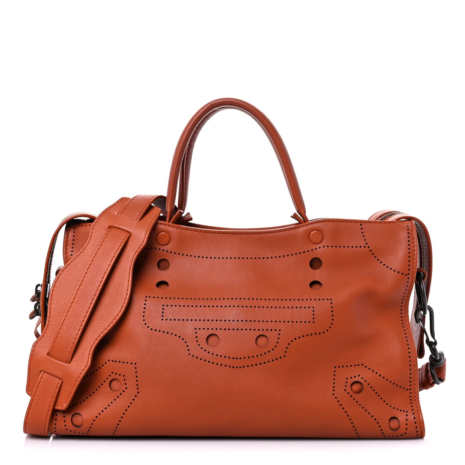 Balenciaga Veau Soyeux Perforated Blackout Hardware S City Marron Caramel 1 of 13