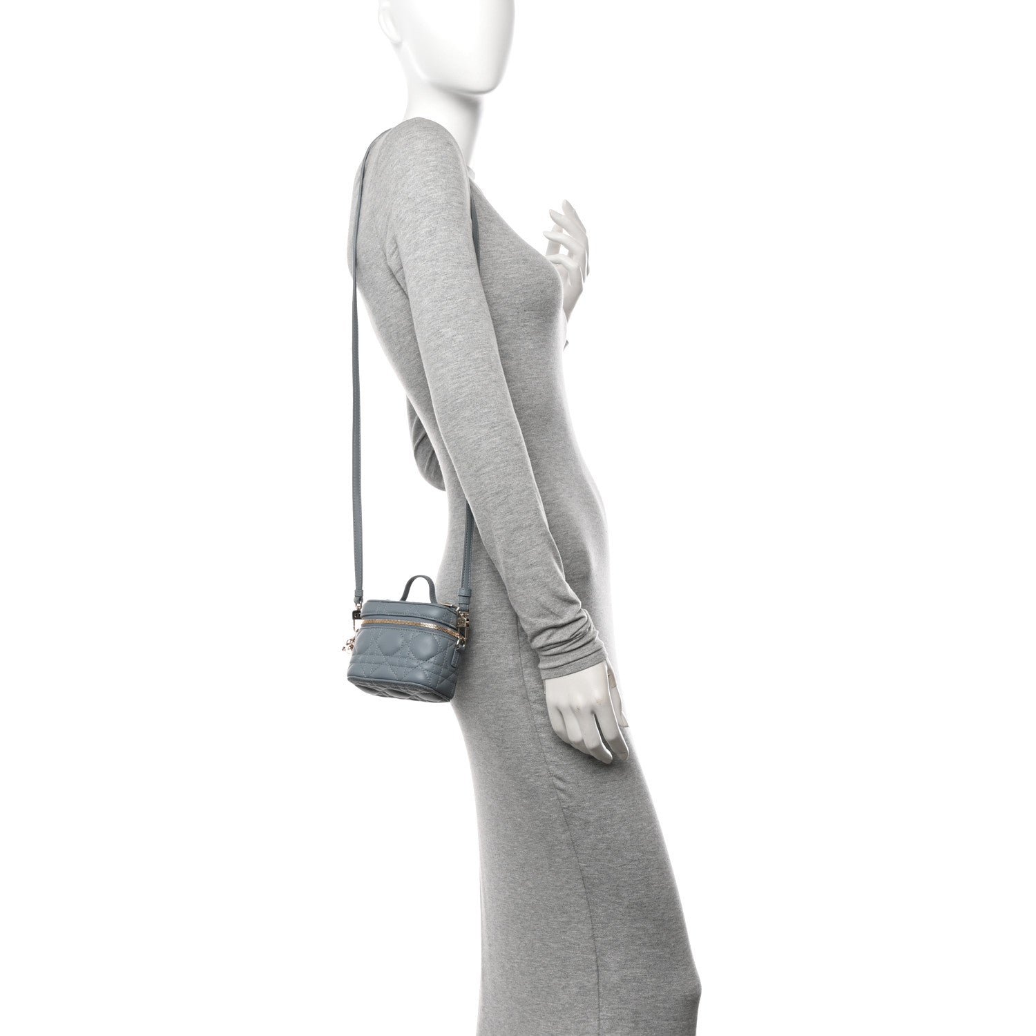 Christian Dior Lambskin Cannage Micro Lady Dior Vanity Case Cloud Blue 2 of 10
