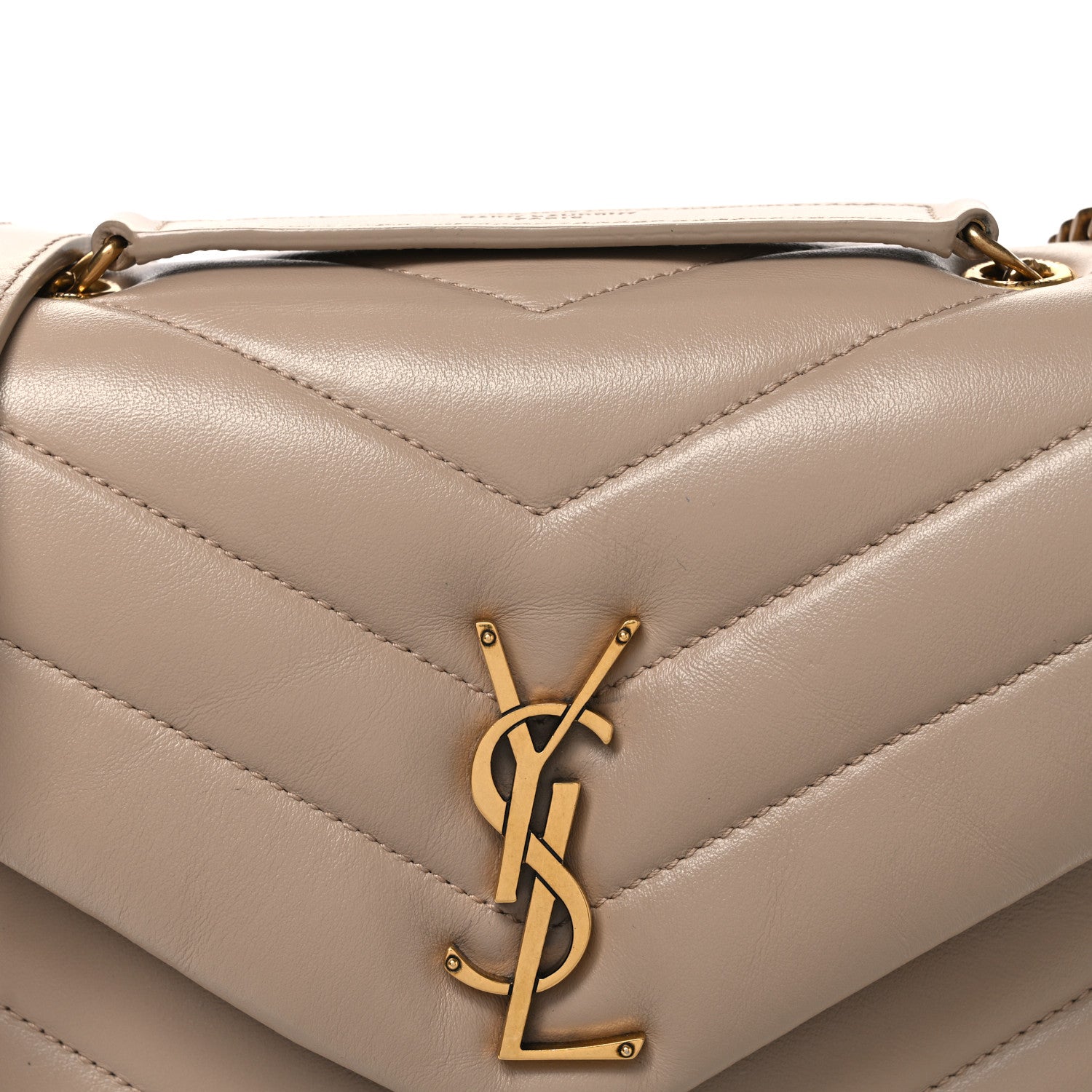 Saint Laurent Calfskin Y Quilted Monogram Small Loulou Chain Satchel Dark Beige 8 of 11