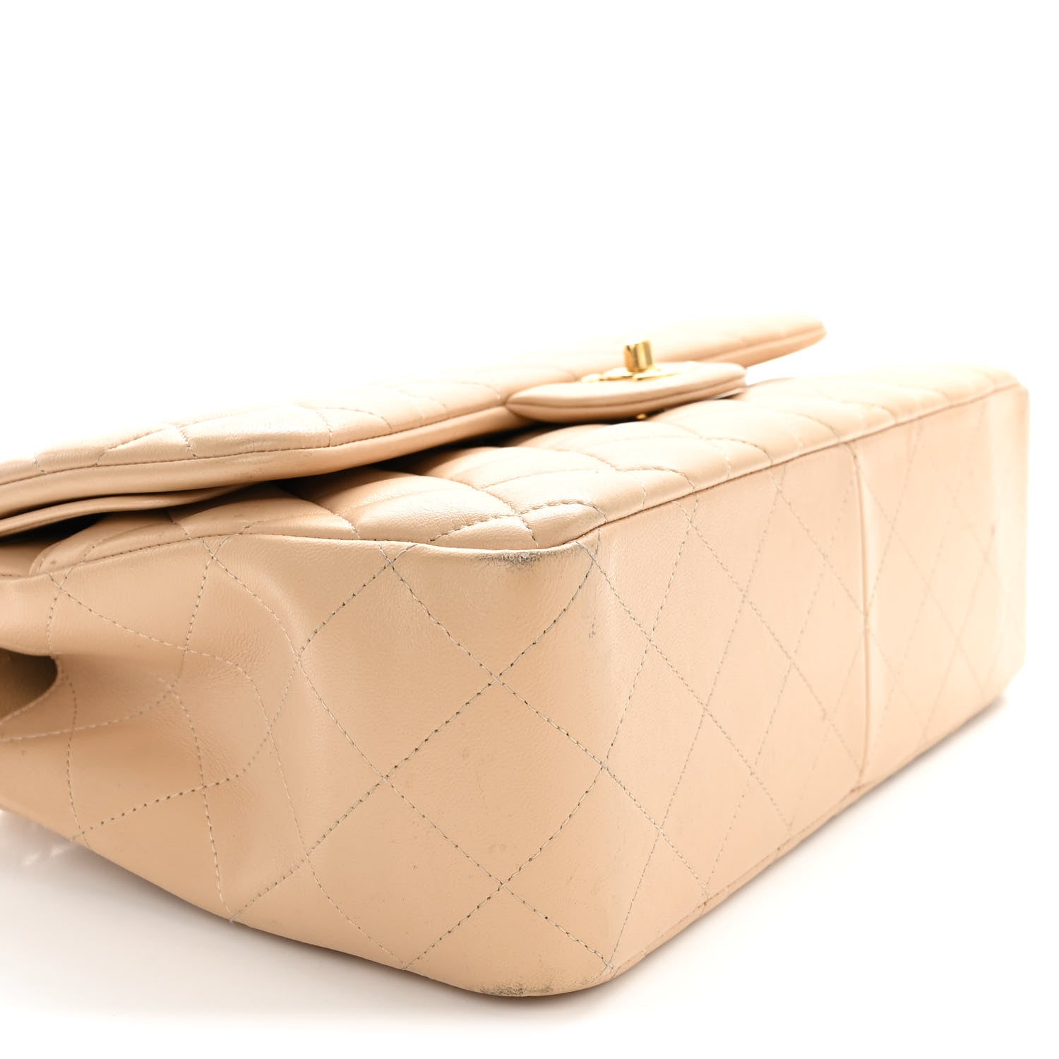Chanel Lambskin Quilted Jumbo Double Flap Beige 9 of 26
