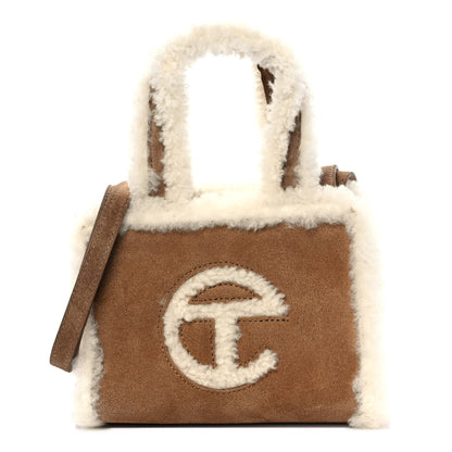 Telfar X UGG Suede Shearling Small Shopping Bag Chestnut 1 of 9