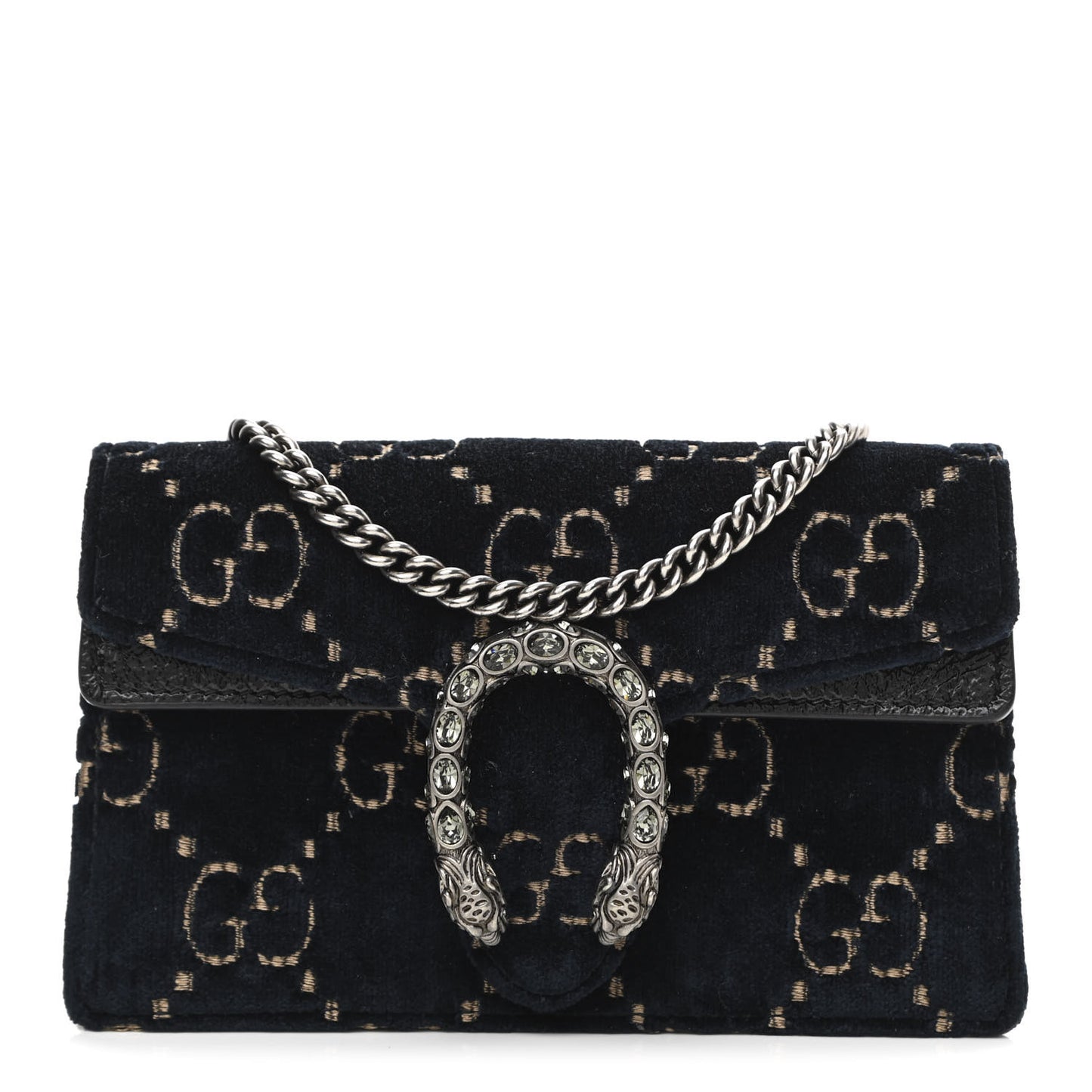 Velvet GG Monogram Super Mini Dionysus Shoulder Bag Blue Beige Black