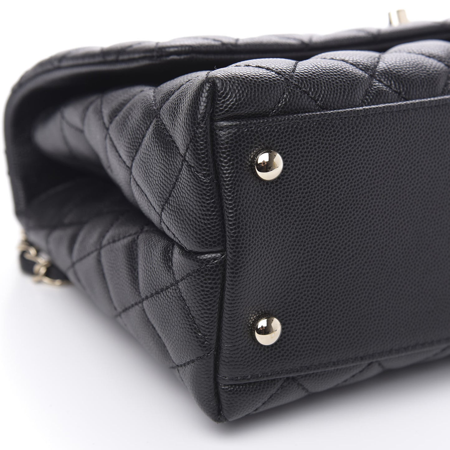 Caviar Quilted Small Coco Handle Flap Black