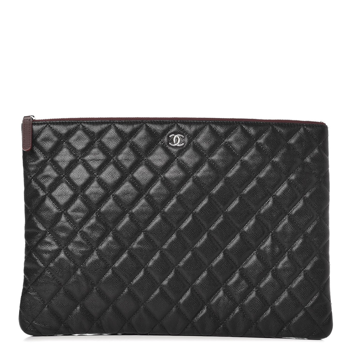 Caviar Quilted Large Cosmetic Case Black