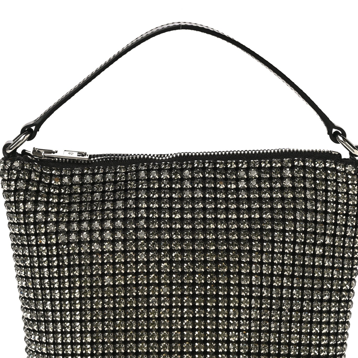 Mesh Crystal Zip Top Bag Black