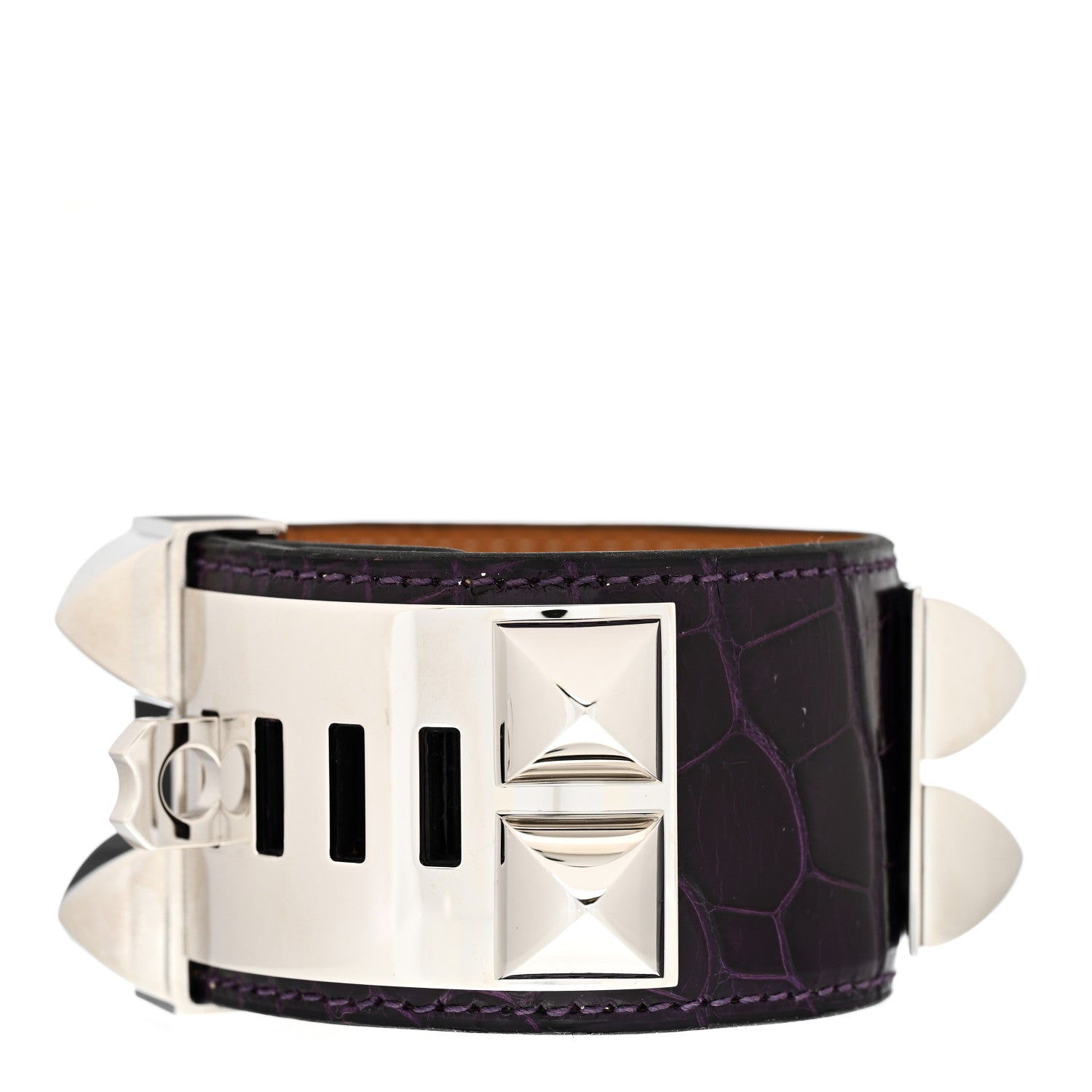 Hermes Shiny Alligator Collier De Chien CDC Bracelet S Amethyst 3 of 6