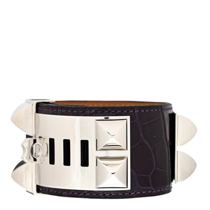 Hermes Shiny Alligator Collier De Chien CDC Bracelet S Amethyst 3 of 6