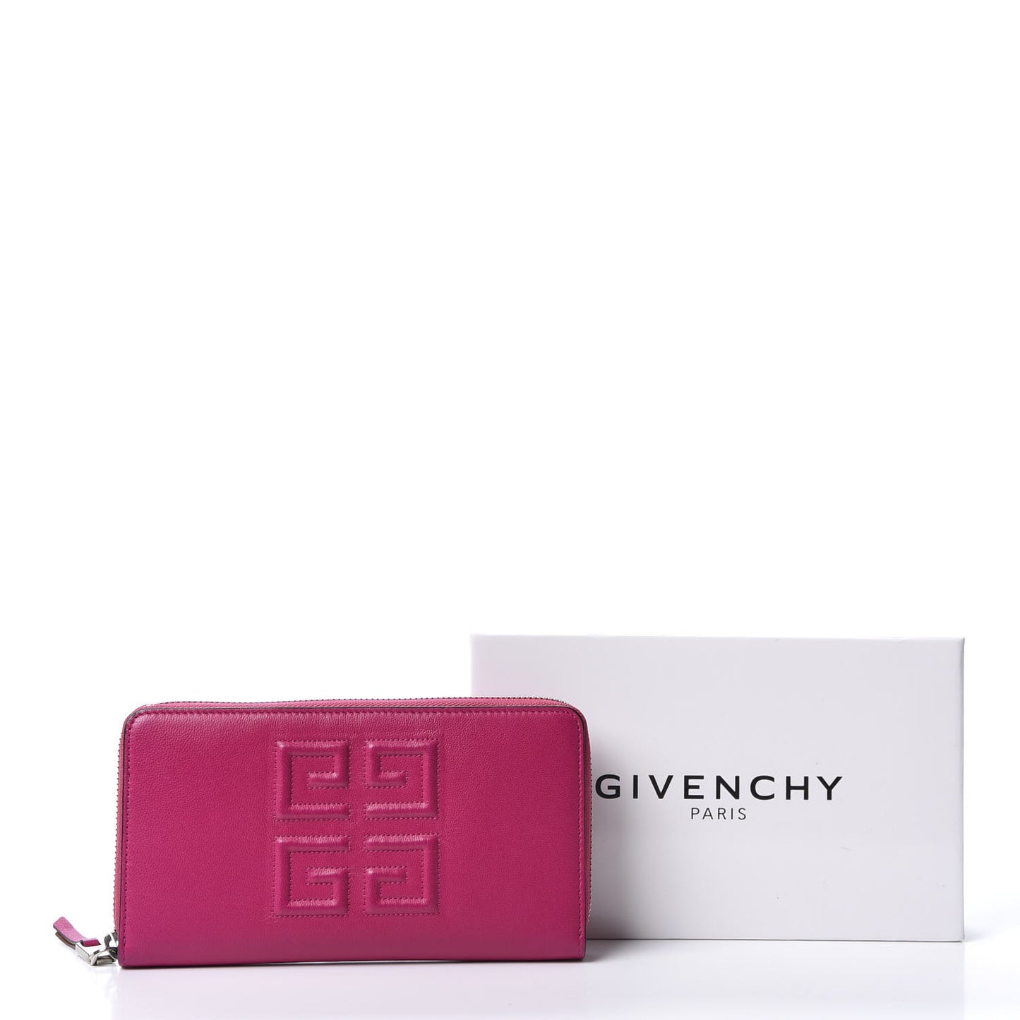 Lambskin Logo Zip Around Wallet Fuchsia