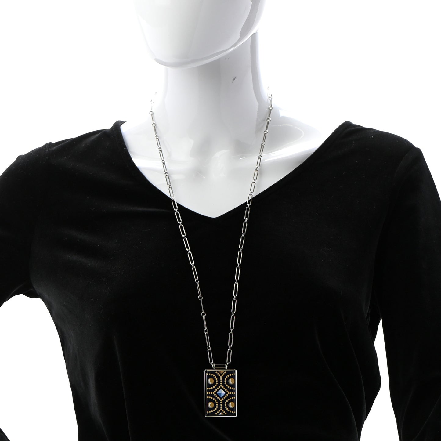 Palladium Enamel Colliers De Chiens Curiosite Dream Box Necklace