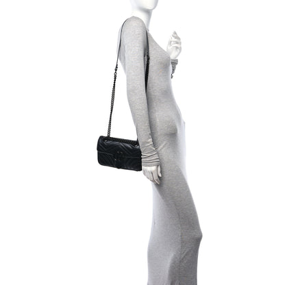Gucci Calfskin Matelasse Monochrome Mini GG Marmont Shoulder Bag Black 2 of 11
