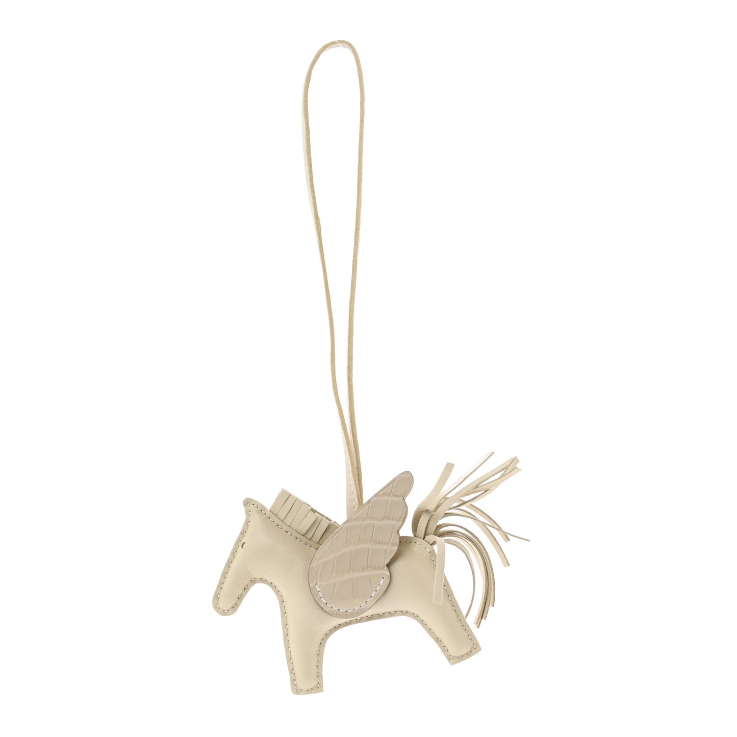 Milo Lambskin Matte Alligator Touch Grigri Rodeo Pegase Horse Bag Charm PM Craie Nata Beton