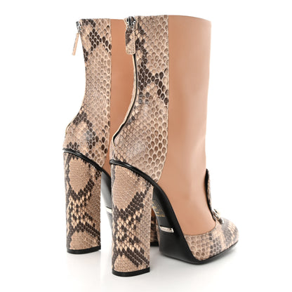 Gucci Acquarello Lux Snakeskin Twiggy Calfskin Lillian Horsebit Boot 36.5 Taffy Camelia 4 of 13