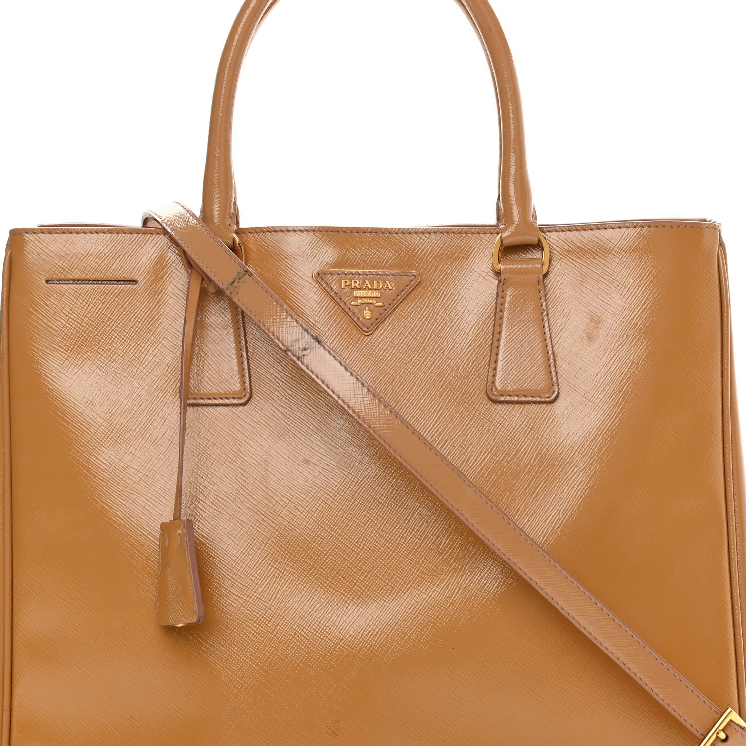 Prada Saffiano Vernice Medium Galleria Double Zip Tote Cammeo 8 of 20