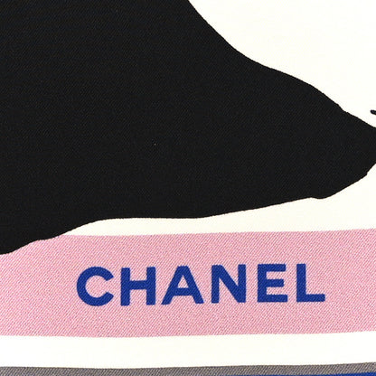 Chanel Silk CC Logo Mountains Square Scarf Blue Multicolor 2 of 3