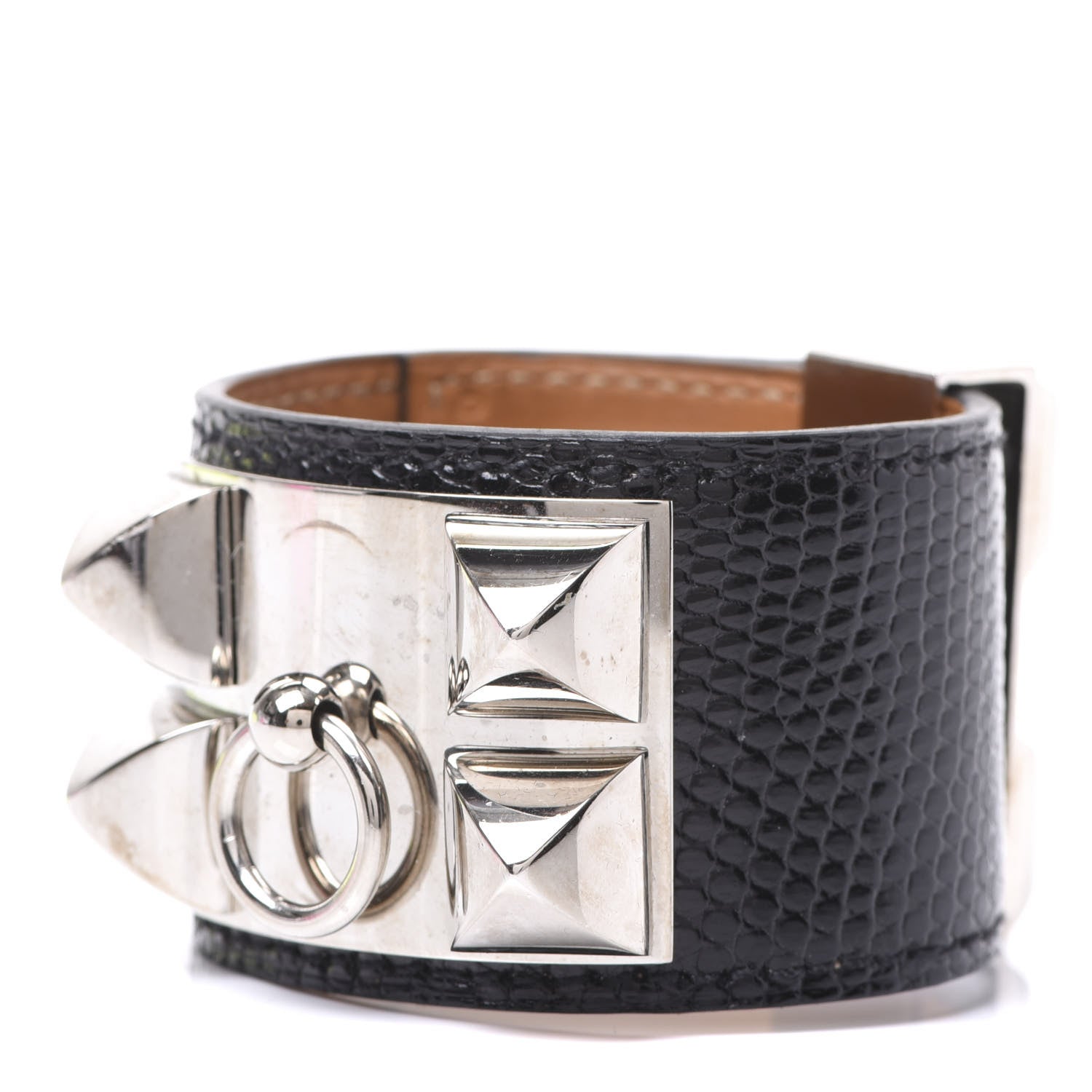 Hermes Lizard Collier De Chien CDC Bracelet S Black 1 of 5