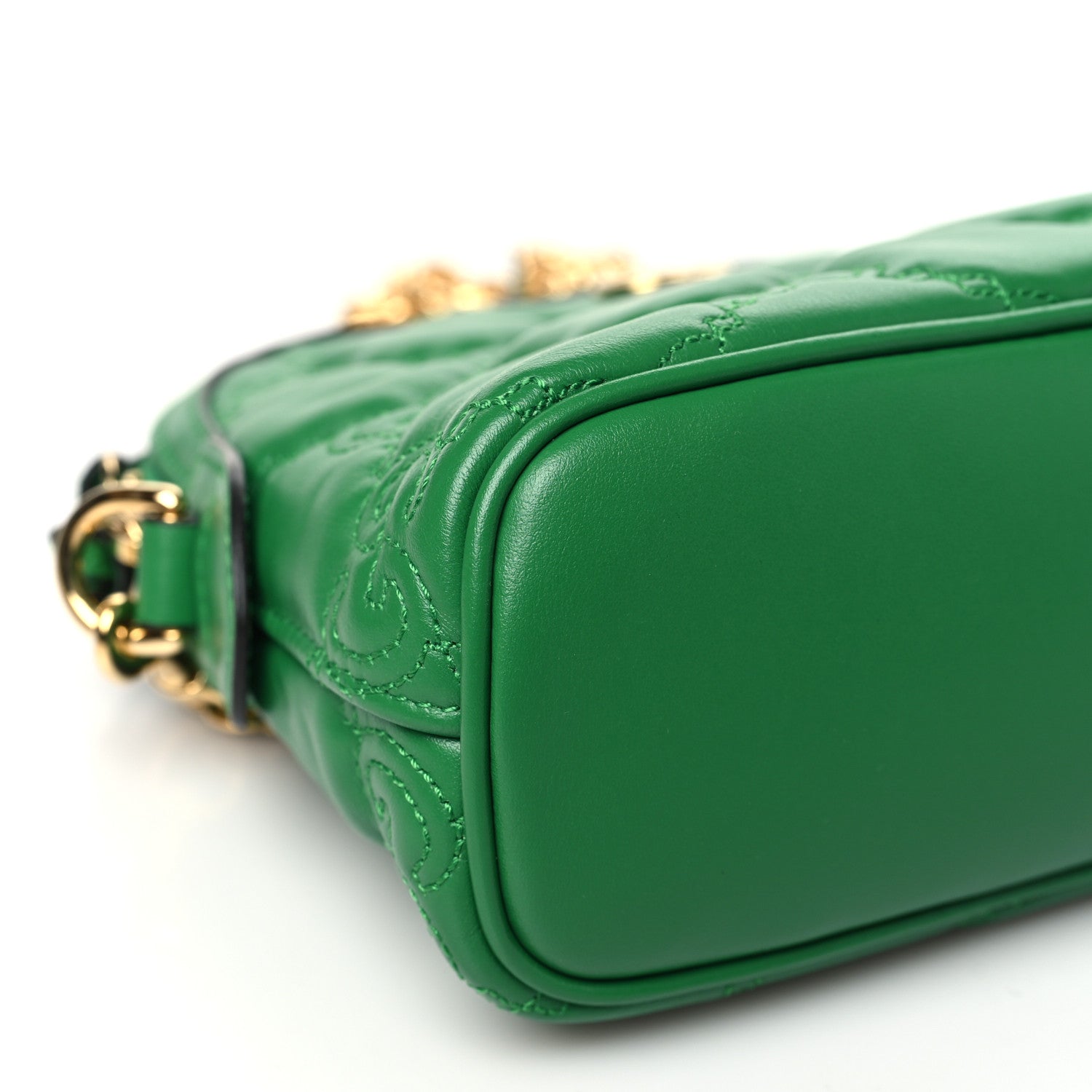 Gucci Calfskin GG Matelasse Small Dome Shoulder Bag Green Natural 9 of 10