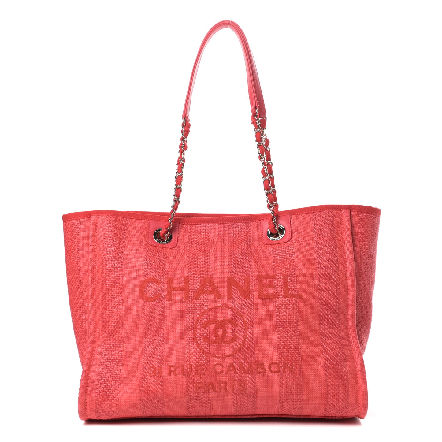 Mixed Fibers Striped Small Deauville Tote Red