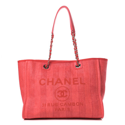 Chanel Mixed Fibers Striped Small Deauville Tote Red 1 of 10